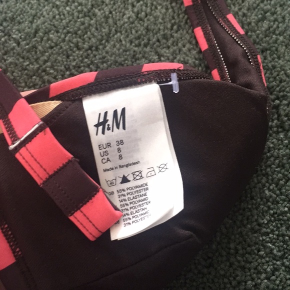 H&M pInk and brown striped bikini top - Picture 2 of 3